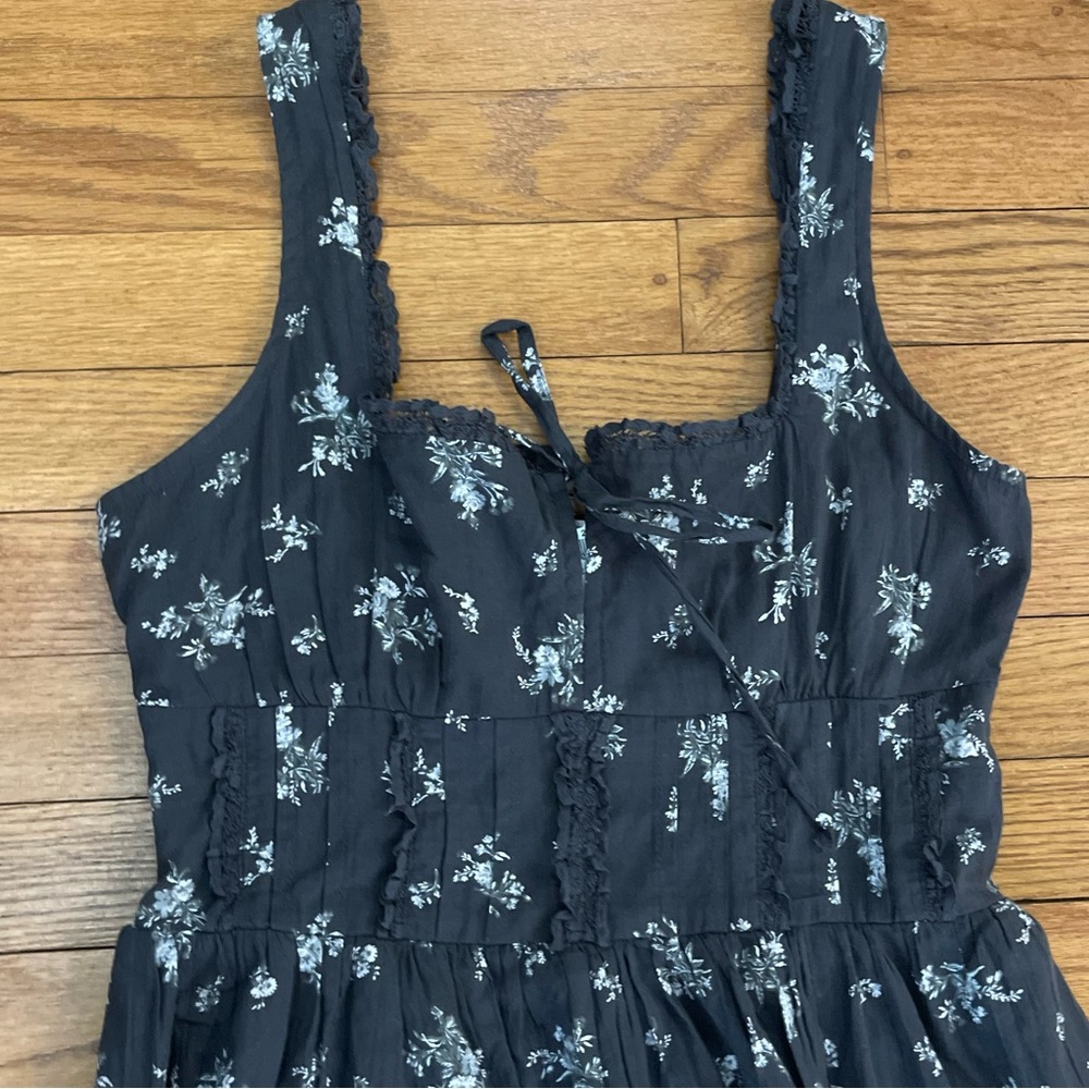 American Eagle Catie Corset Midi Dress Dark Florals CottageCore Prairie Small - Picture 5 of 12